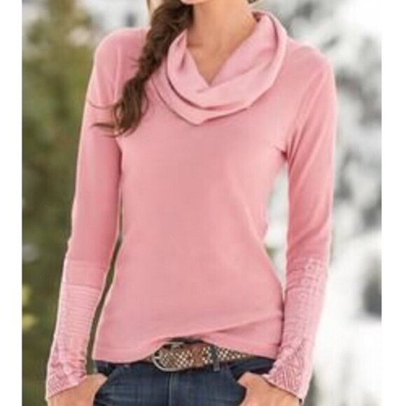 Sundance Sweaters - Sundance Everyday Compliments Thermal Cowl Neck Sweater in Blush Pink L
